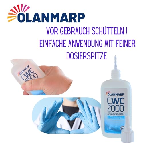 Olanmarp CWC 2000 – Der Revolutionäre Geruchsvernichter und Flächendesinfektion für Toilettenstühle, Urinflaschen –und Beutel. Endlich ohne unangenehmen Gerüche! Made in Germany (100 ml)