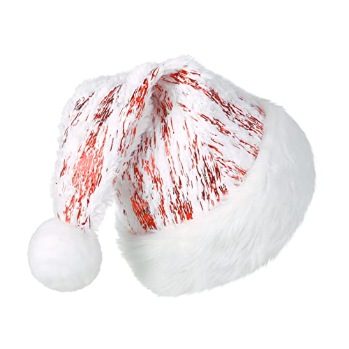 CITÉTOILE Weiß Weihnachtsmütze für Erwachsene Deluxe Plüsch Nikolausmütz Warm Weihnachtsmann Mütze Santa Clause Mütze mit Komfort Soft Liner, Kostüm Weihnachtskostüm Party Dekoration, Rot Cover