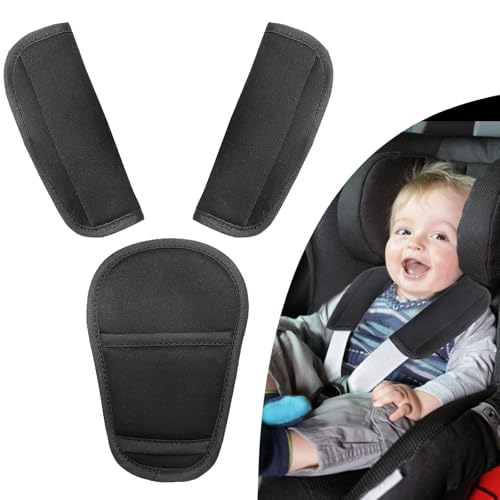 Gurtpolster Kinder 3 Pads Set Gurtpolster Universal Baby Autositz Gurtbezüge Kinderwagen Sicherheitsgurt Kissen für Neugeborene Baby Sicherheitsgurt Schulterpolster für Babyschale Autositz