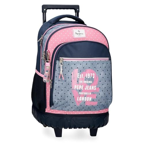 Pepe Jeans Noni Denim Mochila Compact, Multicolor, 2 Ruedas