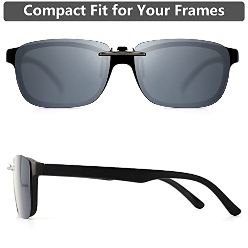Image of Polarized Clip On Sunglasses Over Prescription Glasses Men Women Compact Fit Non-Flip Up