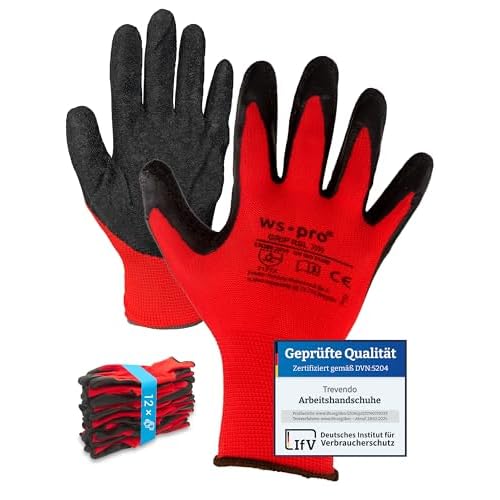 Arbeitshandschuhe - solide Montagehandschuhe mit Latex Beschichtung - Größe 9, 12 Paar