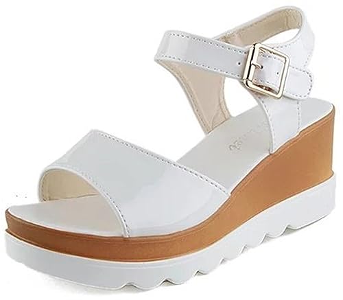 Womens Open Toe Wedge Sandals Fashions Adjustable Ankle Buckle Sport Sandal Bohemian Summer Slip-On Light Driving Walking Beach Shoe