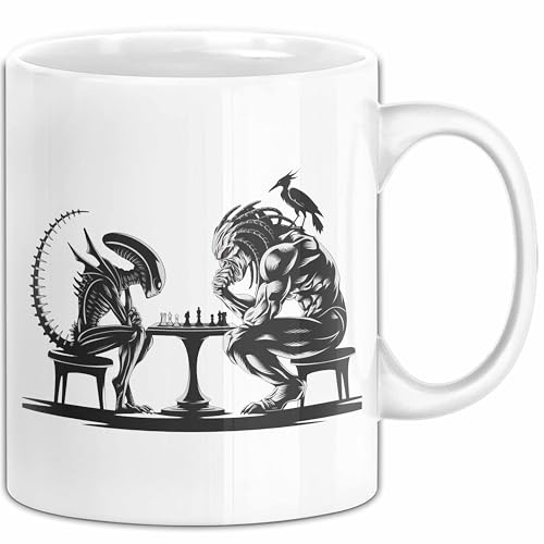 Alien vs. Predator Tasse Geschenk Lustige Geschenkidee (Weiß)