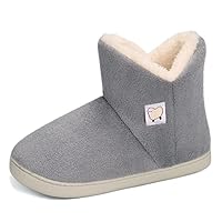 MK MATT KEELY Women Slipper Boots Men Faux Fur Lining Bootie Slippers Kids Warm Winter Family Matching Shoes,Grey,11/12 UK