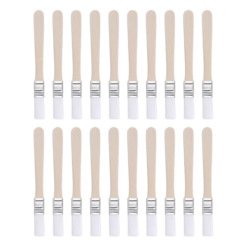 sourcing map 20pcs Paint Brushes 0.5 Paint Brush Nylon Flat Wall Paint Brush Soft Bristle with Wood Handle for Painting DIY Latex Paints Furniture Cabinets Fences, White