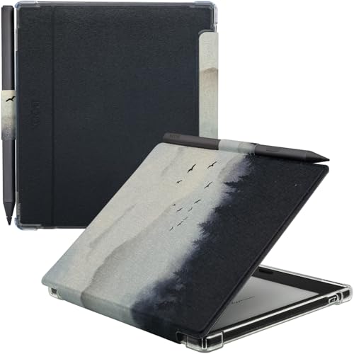 GOVTVA Pen Holder Case for Onyx Boox Go Color 7 (Gen 1/2 2024/2025) / Boox Go 7 Ultra-Thin Enhanced Auto Sleep/Wake Cover with Transparent TPU Back & Magnetic Closure (Misty Forest)