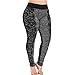 Produktbild LOPILY Hose Damen mit Blumen Spitze Große Größen Leggings Weit Gummiband Farbenblock Srumpfhosen für Winterjacke Stretchhosen Übergröße Hüfthose für Mollige High Waist Treggings (Grau, 5XL)