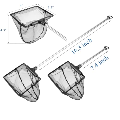 Image of Lpraer Aquarium Fish Net with Extendable Stainless Steel Long Handle Fine Mesh Net for Fish Tank