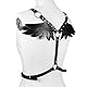 Moinha Leder Harness Damen SM Sexy Flügel Aushöhlen Leder BH Punk Body Brustgurt Wings Fetisch Riemenbody Brustgurte mit Engelsflügel BDSM Bondage Mit Schnallen Gothic Verstellbarer Clubwear Schwarz