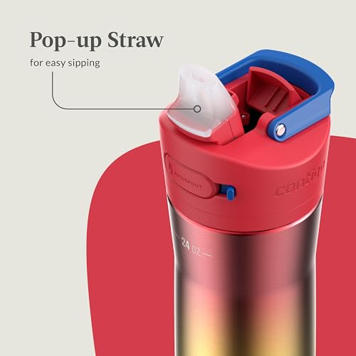 Image of Contigo Ashland Chill 2.0 Stainless Steel Water Bottle with Autospout Lid, 24 oz, Watermelon Ombre