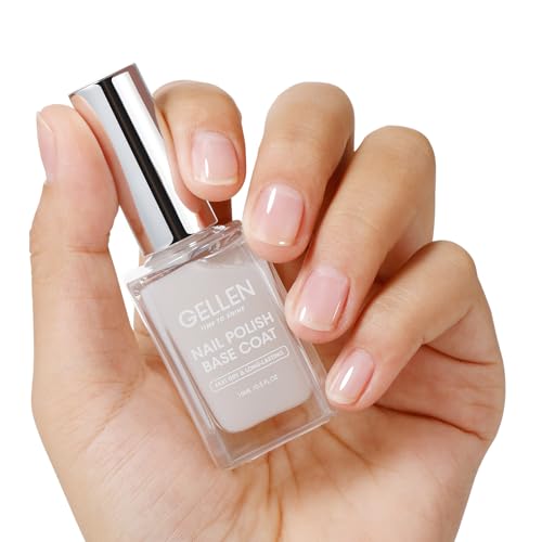 GELLEN 4‑in‑1 Clear Nail Polish Base Coat Sheer Tinted Natural Pink, Ridge Filler, Nail Strengthener & Concealer, Calcium Formula Strengthens Nails, Enhances Natural Look, No HEMA, Anti-yellowing
