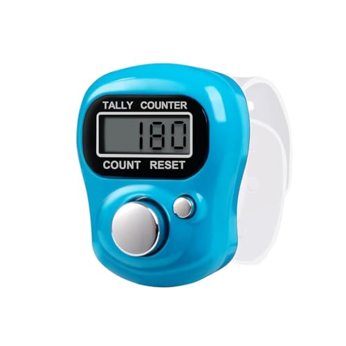 sellertree Digital Finger Tally Counter, Tasbeeh Electronic Handheld Clicker Row Counting with LED Display, 5 Digit Portable Knitting Crochet Lap Tracker, Sports (Light Blue)