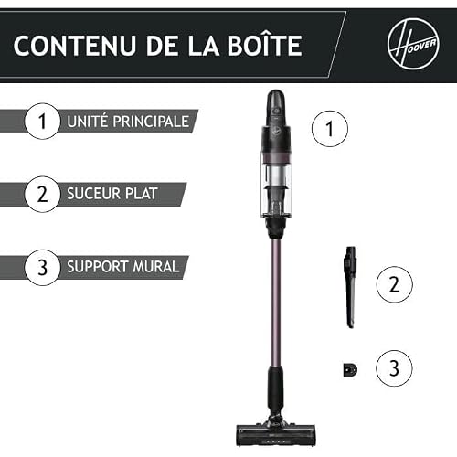 Hoover HF1 Plus HF1P10H 011 Aspirateur sans Fil avec Mode Turbo, buse Multifonction et Brosse Anti-enchevêtrement, autonomie de 45 Minutes, éclairage LED Park & Go
