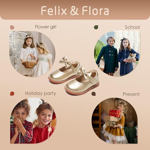 Image of Felix & Flora Toddler Little Girl Princess Dress Shoes-Mary Jane Flats for Girl Party School Shoes