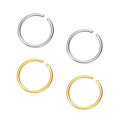 Hoop Cartilage Earring Fake Earrings Nose Rings Septum Nose Ring Stainless Steel for Women Men Girls Silver Gold