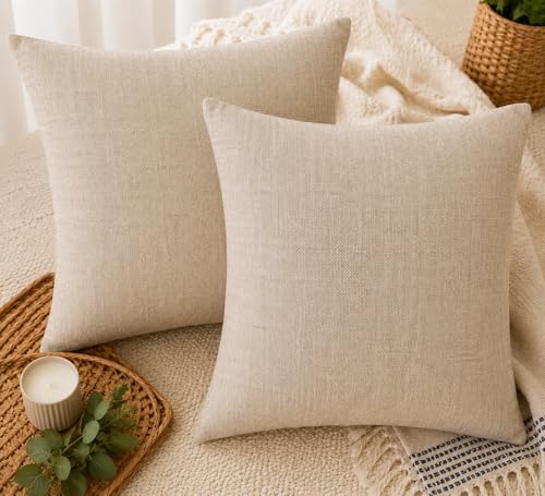 CASA-NEST Jute Cushion Cover, Reversible Cushion Cover,Size=16x16 Inch (Pack of 5),Color=Natural Linen, CC001JUTEREV