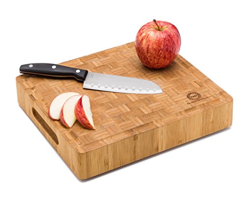 Small End Grain Bamboo Cutting Board | Professional, Butcher Block | Non-Slip Rubber Feet #TOP7