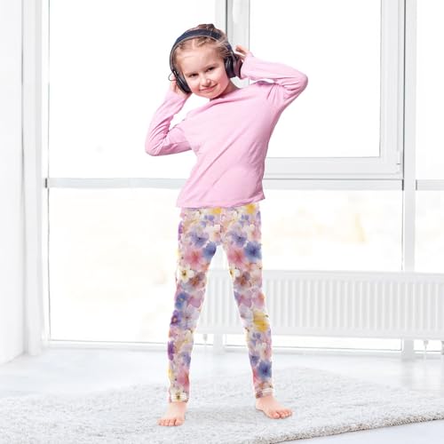 ALAZA Girls' Leggings Children's Yoga Pants Skinny Printed Dance Lovely Flowers Comfortable 4T3