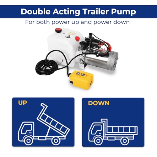Image of 3 Quart Hydraulic Pump 12V DC Double Acting Hydraulic Power Unit w /Plastic Reservoir for Dump Trailer Car Lifting Platforms