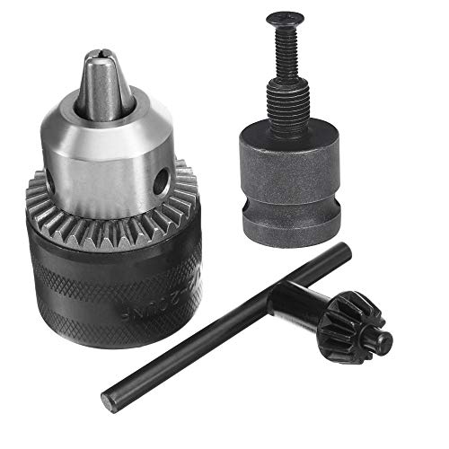 Bestgle Portabrocas de 13 mm Mandril de Taladro Eléctrico,con Adaptador de 1/2 y Llave para cerrar.(Todo metal) negro para tornos y prensas de taladro