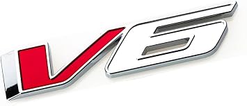 1pc V6 Emblem Fit for 2017-2021 Truck Badge 3D Nameplate Sticker 23349280 Silver Red