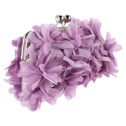 Pochette élégante à bandoulière chaîne arborant un délicat relief fleuri haut de gamme