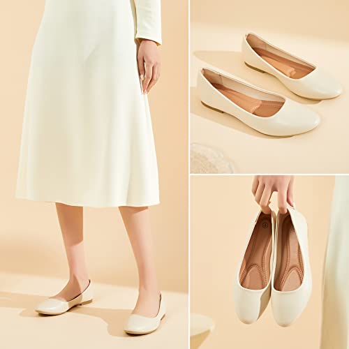 Image of Hash Bubbie Women's Flats Shoes Ballet Flats Dress Shoes Comfortable PU Leather Slip on Shoes for Women
