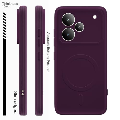 Image of Pikkme Back Cover for Realme P4 Pro 5G Soft Matte Silicone Mag-Safe Design (Mag-Safe Not Support) Camera Protection | Slim Fit Bumper Cover (Purple)