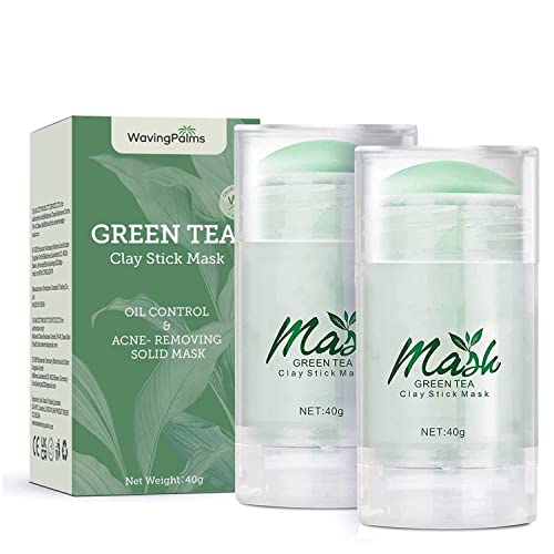 Green Tea Clay Stick Mask Purifying Clay Stick Mask, Green Tea Solid Mask Deep Cleansing Pores & Blackheads Clay Stick Mask, Facial Mask Stick 2 Pack