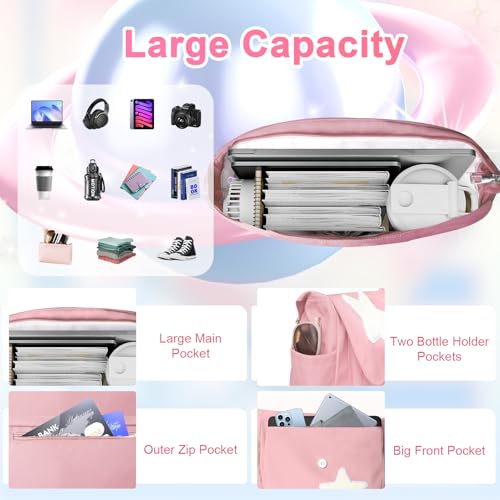 Image of Y2K Messenger Bag for Women, Lightweight Spacious Stars Tote Purse with Cute Coin Purse, Crossbody Shoulder Bag