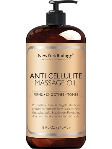 New York Biology Anti Cellulite Massage Oil 8 Fl. oz – Made with 100% Natural Oils – Body Oil...