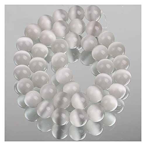 XC Verre De Pierre Naturelle Grey Gris Cat's Eye Opal 4/6/8/10/1 2MM Perles De Lune D'espacement Desserrées for La Fabrication De Bijoux DIY Conclusions De Bracelet T87 Cover