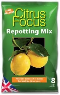 Citrus Focus Repotting Mix, 8L - Growth Technology Potting Soil for All Citrus Trees - Peat-Free Compost Soil - Professional Grade Citrus Plant Food