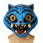 Halloween Blue Tiger Costume Mask, Full Head Latex 3D Animal Mask, Blue Lifelike Design for Party Costume Dress Up