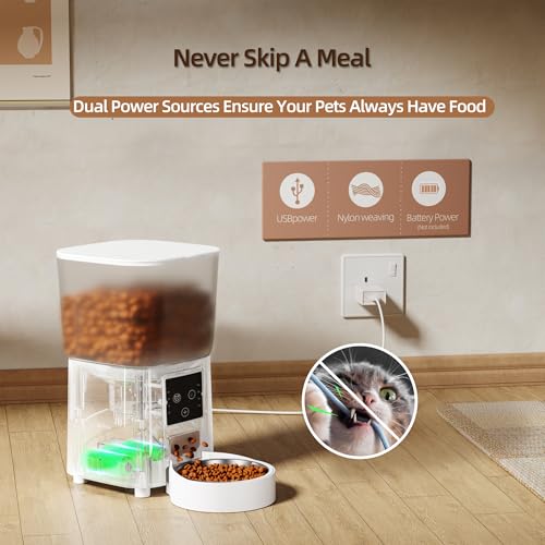 Automatic Feeder, 5.5L Timed Food Dispenser with Dual Power, Adjustable Portions, Auto Cat & Dog Feeder, Food Container, Pet Feeding Supplies - Image 6