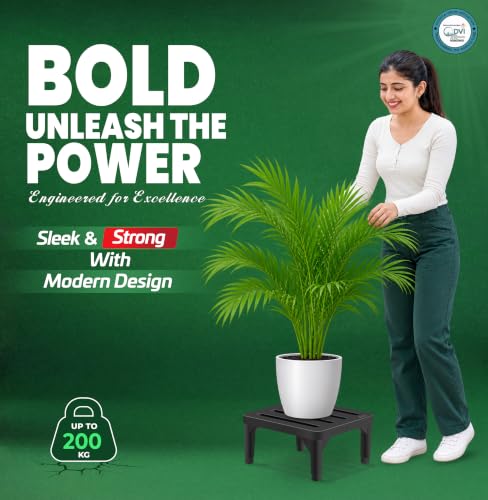 Image of DVI Heavy Duty Black Plant Stand | Pack of 1 | Strong, Durable, Rust-Proof | Supports Up to 200 Kg | Indoor & Outdoor Use | Pot Stand for Big Size Plants | All Weather Resistant Pot Stand