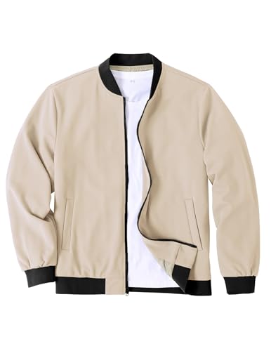 COOFANDY Men's Lightweight Bomber Jacket Casual Stylish Fall Jackets Full Zip Knit Jackets Varsity Textured Coat