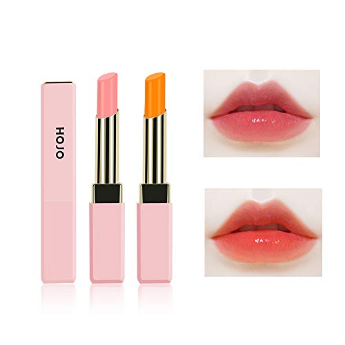 Ownest 2 Pcs Color Change Lipstick,Temperature Color Changing Lip Balm, Moisturizing Longlasting Lip Balm, Non-stick Lipstick Improve Lip Wrinkles-3g