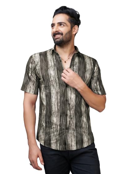 Somore Men's Cotton Printed Casual Shirts (SO-IND-5004-M Brown)