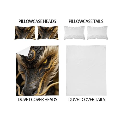 Housse de couette double fermeture éclair dragon et animaux - 4
