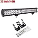 Willpower 22 pulgadas 144W Barra de luz LED proyector combinado doble fila luces antiniebla luces de trabajo con luz antiniebla con soporte de montaje para atv, camión, 4wd, barco