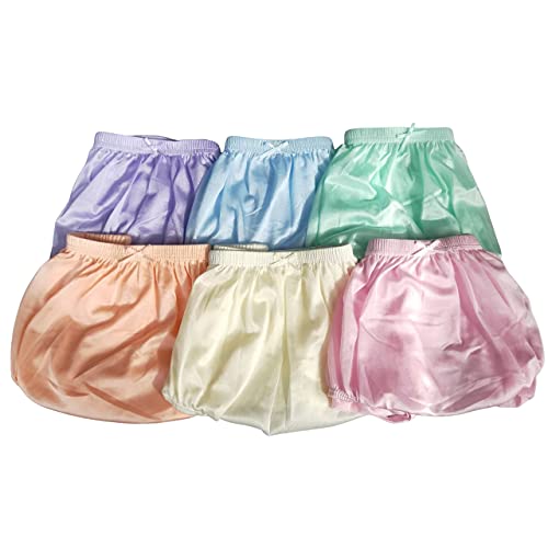 Littledream 6 Pcs Vintage Plus Size 3XL Sheer Transparent Silk Nylon Panties Men Womens Full Cut Briefs Knicker Underwear Hips 44"-54" High Waist Granny Brief Mushroom Gusset3