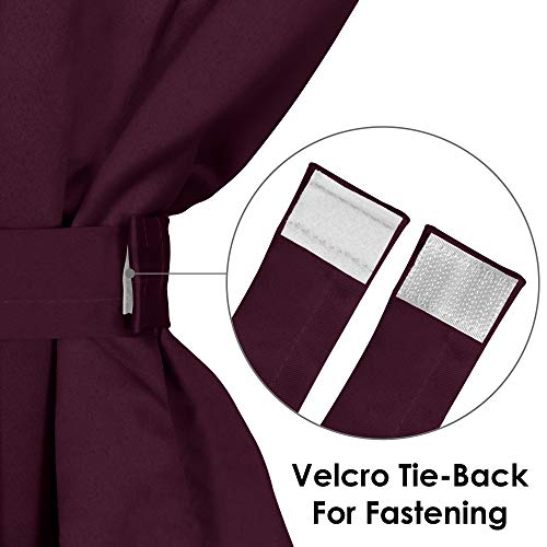 Image of Story@Home Room Darkening Faux Silk Noise Reducing Thermal Insulated Eyelet Ring Top Blackout Curtains with Tie Backs Set of 4 Piece - Purple (9 Feet - Long Door)- 46 x 108 Inch