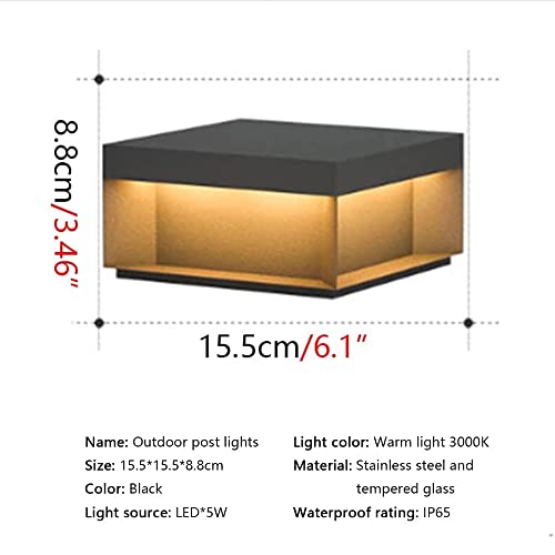 Mgjxtwg Outdoor Post Lights - Led Modern Black Column Pillar Lamps Square Patio Pole Pillar Lights Outside Waterproof Stainless Steel Gate Deck Stigma Lantern #TOP1