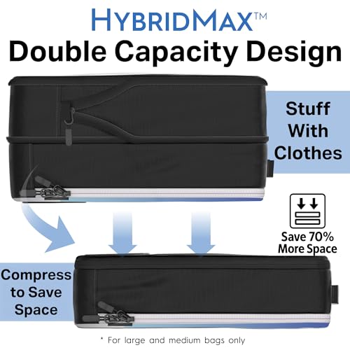 8-Piece Luxury Compression Packing Cubes & Bags for Travel – Maximize Space in Luggage with HybridMax Double-Capacity Design, 50 Luggage Tags, Deluxe Set, Lifetime Satisfaction Suitcase Organizer Bags