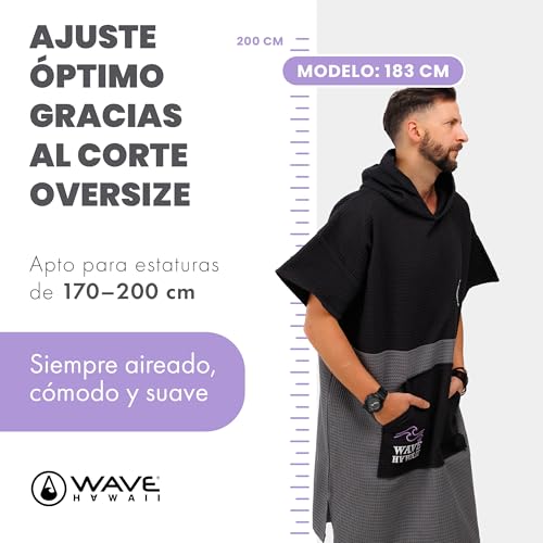 Poncho de surf de algodón de toalla premium WAVE HAWAII 2