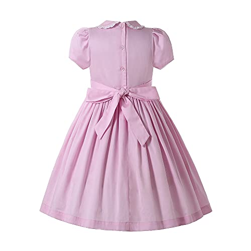 Pettigirl Girls Kids Cute Pink Hand Embroidery Smocked Dresses2