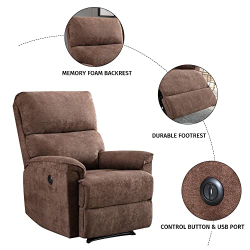 Sillón reclinable eléctrico tapizado marrón miniatura 4