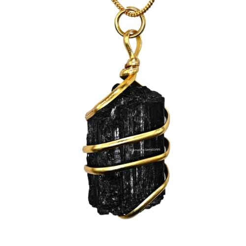 Black Tourmaline Necklace – Raw Healing Crystal Necklace for Teen Girl Gifts – Gold Jewelry for Women – Gold Necklaces for Women – Cute Trendy Stuff Gifts Aesthetic Necklace